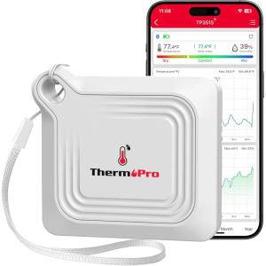 ThermoPro Bluetooth Thermometer Hygrometer, 260FT Range Temperature Sensor Greenhouse Thermometer, Remote App Control Temperature and Humidity Monitor with 2-Year Data Logging Export (TP351)(1)