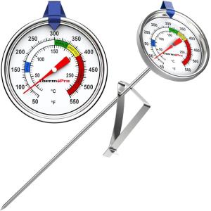ThermoPro Candy Thermometer with Pot Clip, 9″ Long Probe Deep Fry Oil Thermometer for Frying & Candy Making, Fryer Cooking Thermometer for Liquids, Chocolate, Sugar, Caramel, Brewing & Baking(1)