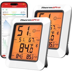 ThermoPro Hygrometer Thermometer for House TP350, Bluetooth Room Indoor Greenhouse Thermometer Monitor Up to 260FT, Backlit Humidity Meter Temperature Sensor with 2-Year Data Export(2)