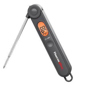 ThermoPro TP03B Digital Meat Thermometer for Cooking, Instant Read Thermometer with Backlight, Kitchen Food Thermometer for Grill Smoker BBQ Oil Deep Fry Candy Bread Coffee with Pop-up Meat Probe(Grey)