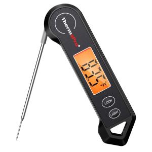 ThermoPro TP19H Digital Meat Thermometer for Cooking with Ambidextrous Backlit and Motion Sensing Kitchen Cooking Food Thermometer for BBQ Grill Smoker Oil Fry Candy Instant Read Thermometer(Pitch-black)