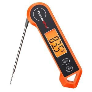 ThermoPro TP19H Digital Meat Thermometer for Cooking with Ambidextrous Backlit and Motion Sensing Kitchen Cooking Food Thermometer for BBQ Grill Smoker Oil Fry Candy Instant Read Thermometer(Bright-orange)