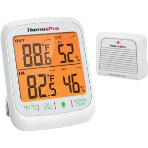 ThermoPro TP260B Indoor Outdoor Thermometer Wireless 1000ft/300m Range, Pro Accuracy Digital Hygrometer Humidity Meter with Remote Temperature Sensor, Inside Outside Thermometer for Home Patio Room