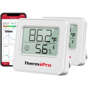 ThermoPro TP357 Digital Hygrometer Indoor Thermometer of 260FT, Bluetooth Thermometer Humidity Meter with Smart App, Room Thermometer Humidity Gauge with Temperature Humidity Sensor(2)