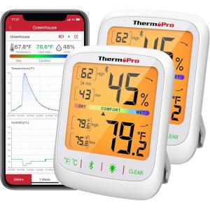 ThermoPro TP359 Bluetooth Hygrometer Thermometer, 260FT Wireless Remote Temperature and Humidity Monitor, with Large Backlit LCD, Indoor Room Thermometer and Humidity Gauge, Max Min Records(2)