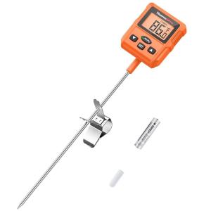 ThermoPro TP510 Waterproof Digital Candy Thermometer with Pot Clip, 8.1″ Long Probe Instant Read Food Cooking Meat Thermometer for Grilling Smoker BBQ Deep Fry Oil Thermometer(Programmable Design)