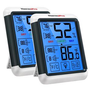 ThermoPro TP55 Digital Indoor Hygrometer Thermometer, 4-Inch Temperature / Humidity Monitor with Touchscreen and Backlit, Indoor Room Thermometer / Humidity Meter for House Home Greenhouse(2)