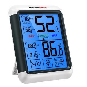 ThermoPro TP55 Digital Indoor Hygrometer Thermometer, 4-Inch Temperature / Humidity Monitor with Touchscreen and Backlit, Indoor Room Thermometer / Humidity Meter for House Home Greenhouse(1)