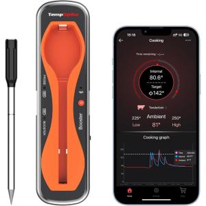 ThermoPro TempSpike 500 ft Wireless Meat Thermometer Digital, Bluetooth Meat Thermometer Wrieless for Beef Lamb Chicken Turkey, Smoker Acccessories for Rotisserie Sous Vide BBQ Oven Air Fryer(Orange)