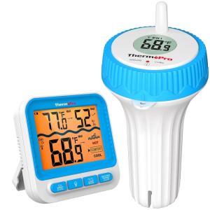 ThermoPro Waterproof Wireless Pool Thermometer Easy Read, Digital Pool Thermometer Floating for Swimming Pool, Upgraded IPX8 Water Temperature Monitor for Hot Tub, Cold Plunge, Ice Bath, Pond(1)