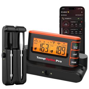 ThermoPro WiFi Bluetooth Wireless Meat Thermometer Digital, Unlimited Range,Detachable Thiner Meat Probe & Standalone Base,1050°F Heat Resistance,Food Thermometer for Cooking Grill Smoker Oven Fryer(Wireless Meat Thermometer-2 Probes)