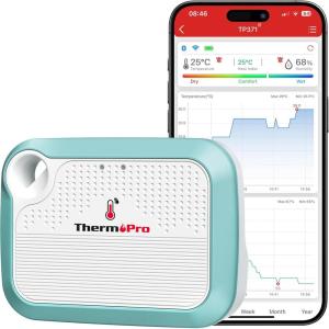 ThermoPro WiFi Hygrometer Thermometer, Wireless Humidity Meter Temperature and Humidity Monitor with Reliable Connectivity, Smart Temperature Sensor with App Notification Alerts & Data Storage Export