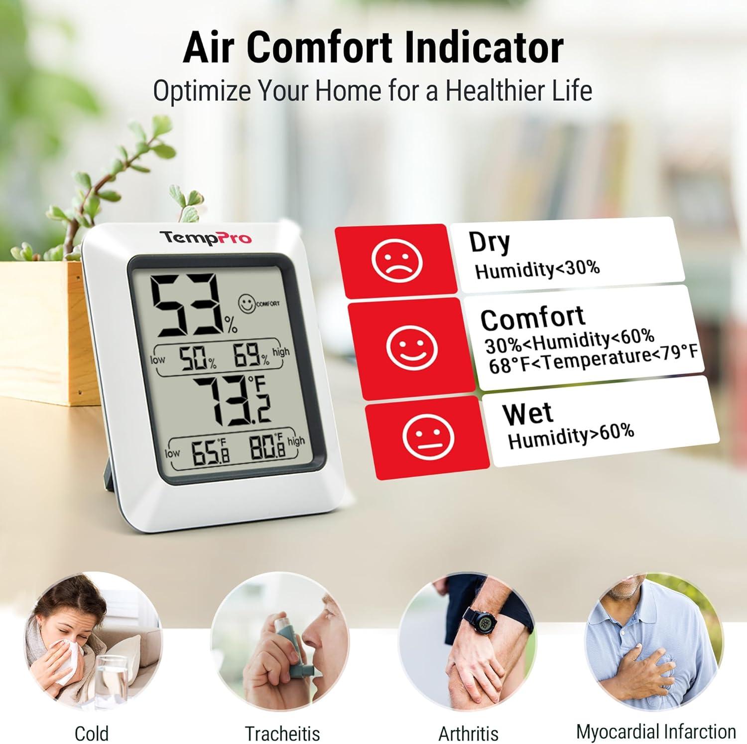 imageTempPro TP50 3 Pieces Digital Hygrometer Indoor Thermometer Room Thermometer and Humidity Gauge with Temperature Humidity Monitor Previously ThermoPro