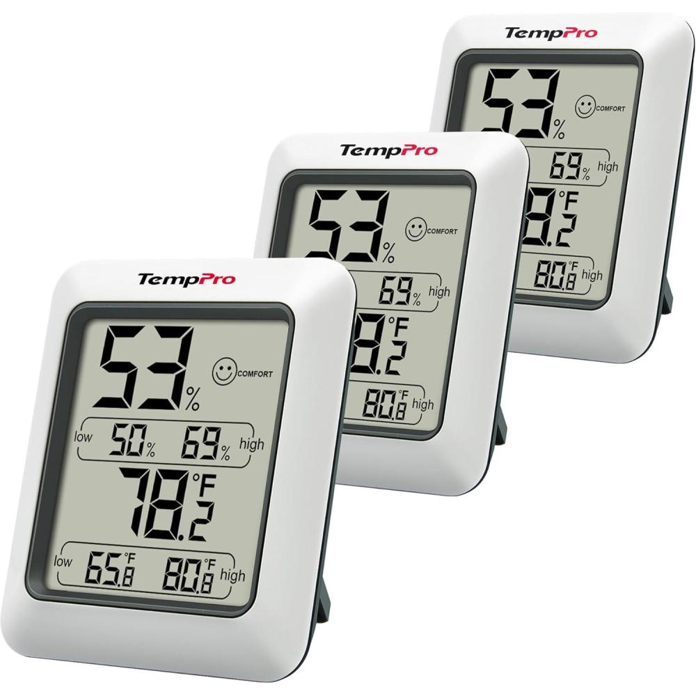 imageTempPro TP50 3 Pieces Digital Hygrometer Indoor Thermometer Room Thermometer and Humidity Gauge with Temperature Humidity Monitor Previously ThermoPro