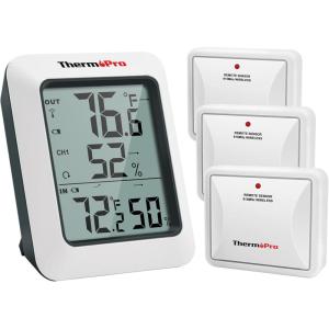 ThermoPro TP60 Digital Hygrometer Outdoor Thermometer Wireless Temperature and Humidity Gauge Monitor Room Thermometer with 500ft/150m Range Humidity Meter Temperature Indicators(White-3 Sensor)