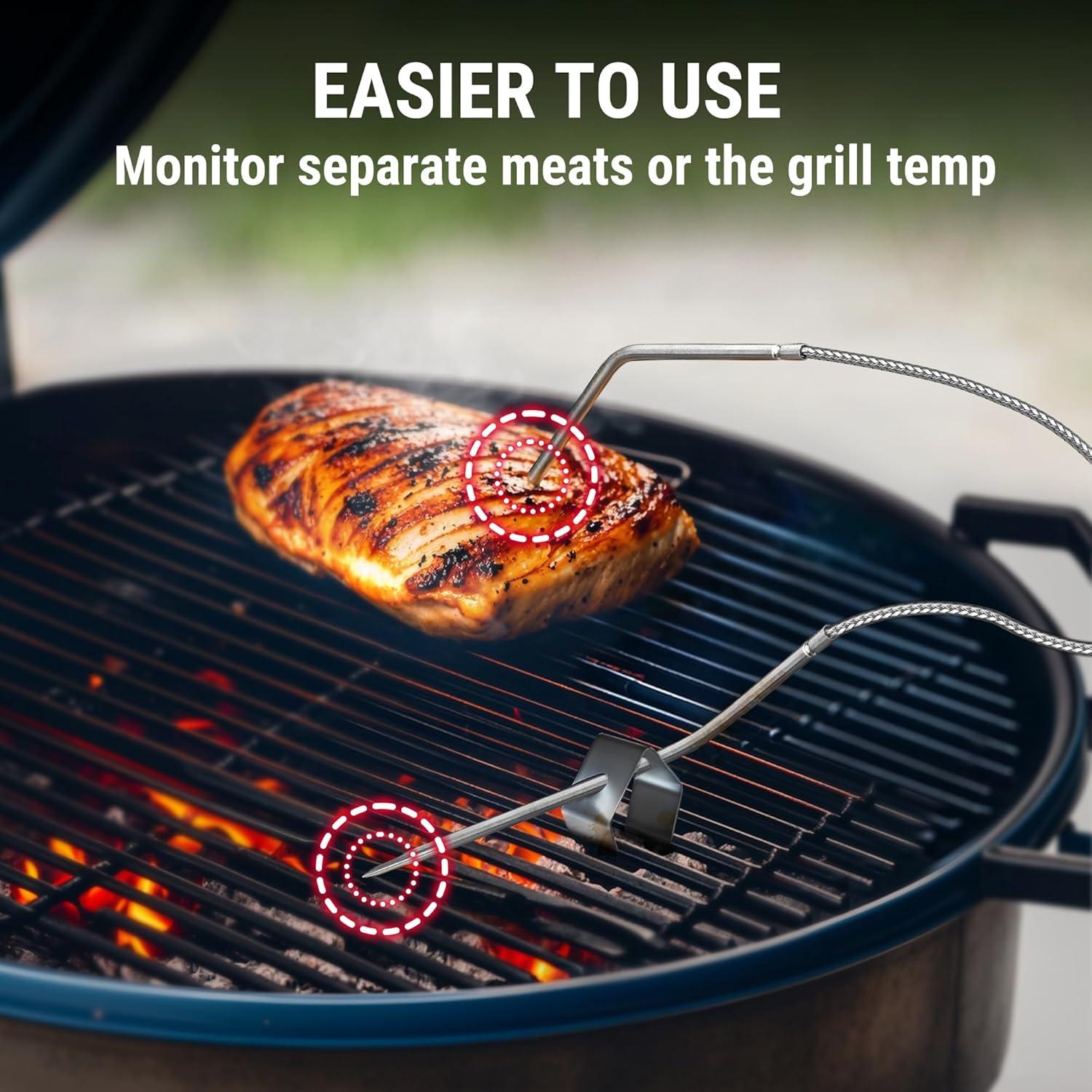 imageThermoPro 450 ft Bluetooth Meat Thermometer with 2 Probes Meat Thermometer Digital Wireless for BBQ Oven Smoker Thermometer for Cooking Chicken Steaks Poultry2 ProbesWaterproof
