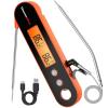 imageThermoPro TP610 Digital Meat Thermometer for Cooking Rechargeable Instant Read Food Thermometer with Rotating LCD Screen Waterproof Cooking Thermometer with Alarm for Grilling Smoker BBQ OvenOrange