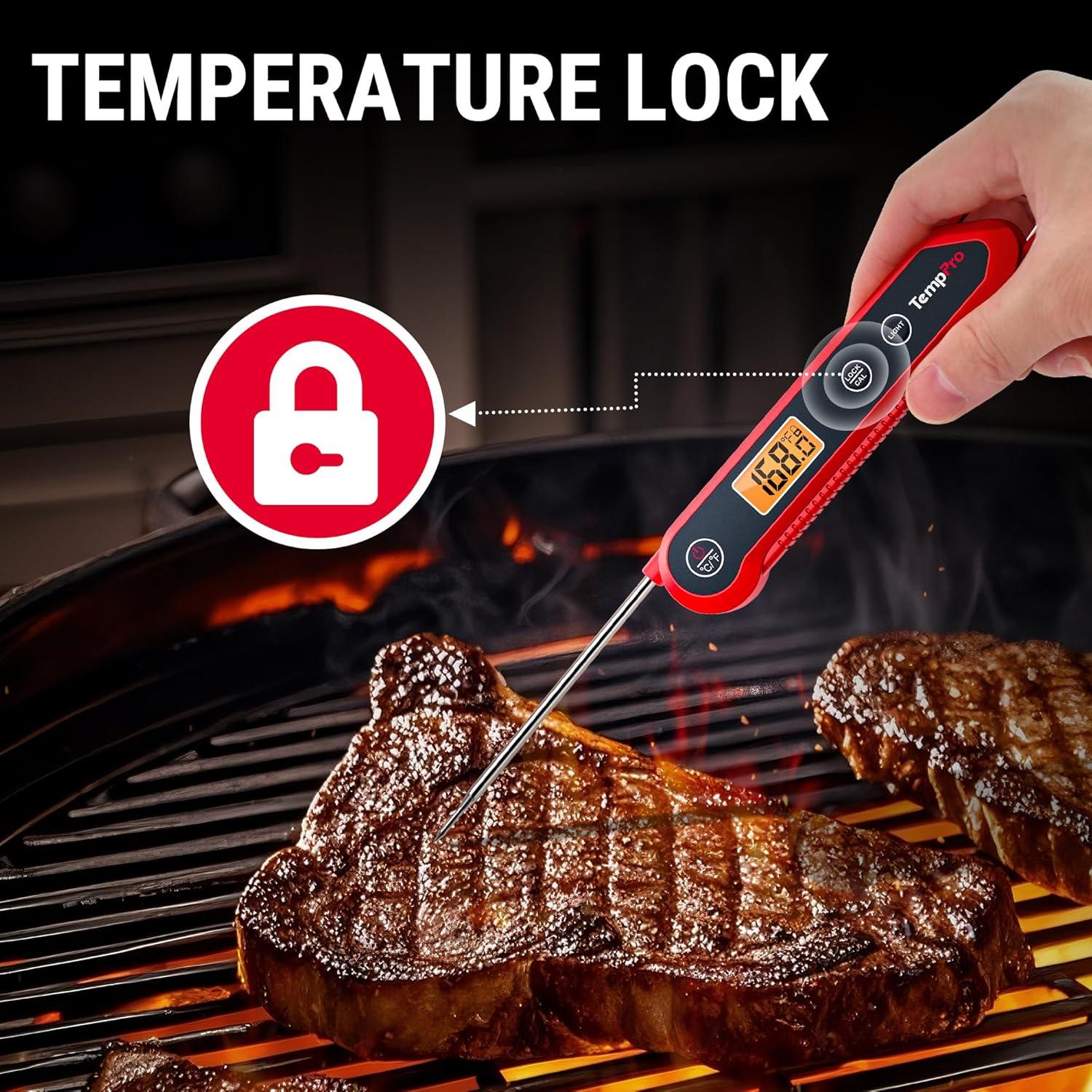 image:imageThermoPro TempPro 3Sec Instant Read Digital Meat Thermometer 09F Accuracy Waterproof amp Backlight Food Thermometer for Cooking Oil Fry Candy Meat Probe for Kitchen BBQ Oven Grill Smoker
