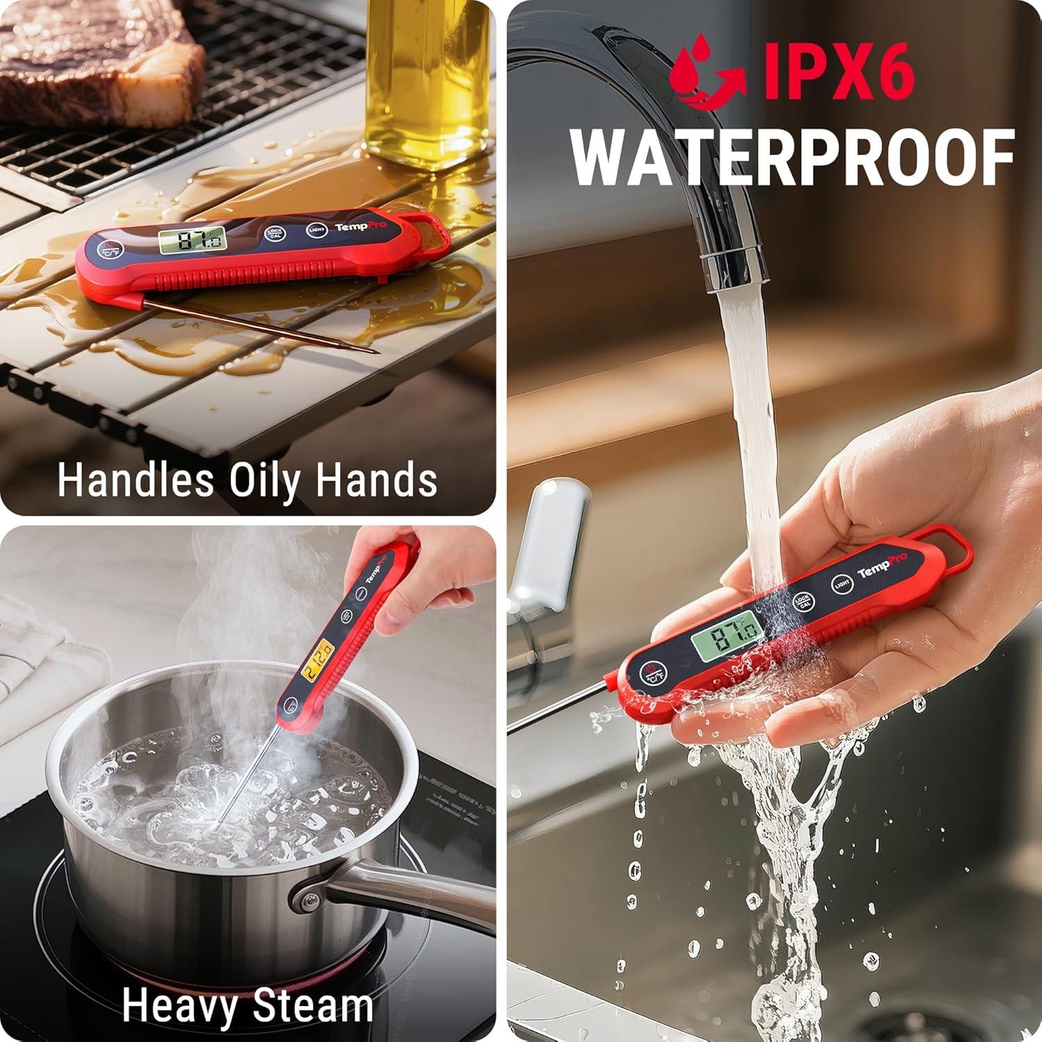 image:imageThermoPro TempPro 3Sec Instant Read Digital Meat Thermometer 09F Accuracy Waterproof amp Backlight Food Thermometer for Cooking Oil Fry Candy Meat Probe for Kitchen BBQ Oven Grill Smoker