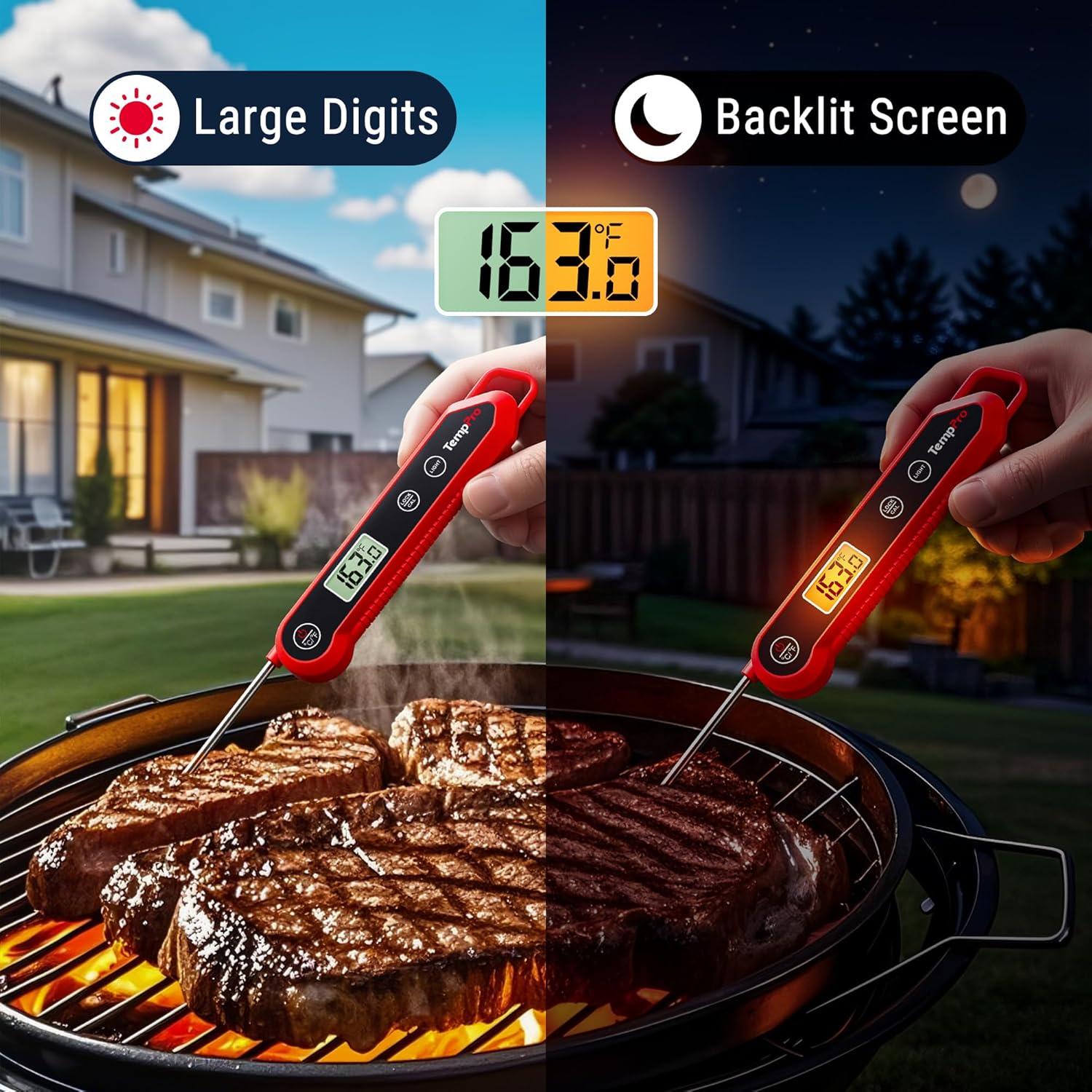 image:imageThermoPro TempPro 3Sec Instant Read Digital Meat Thermometer 09F Accuracy Waterproof amp Backlight Food Thermometer for Cooking Oil Fry Candy Meat Probe for Kitchen BBQ Oven Grill Smoker
