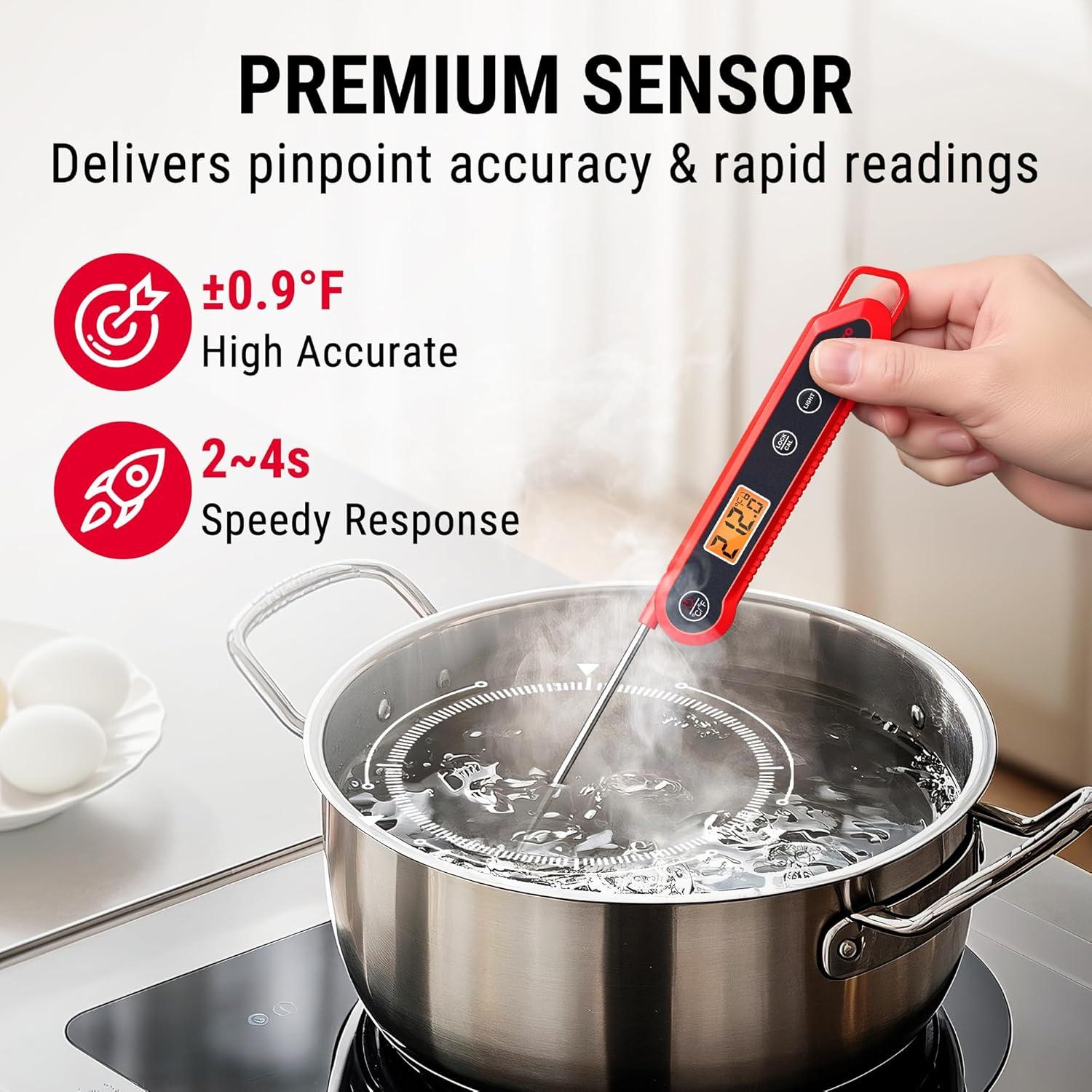 image:imageThermoPro TempPro 3Sec Instant Read Digital Meat Thermometer 09F Accuracy Waterproof amp Backlight Food Thermometer for Cooking Oil Fry Candy Meat Probe for Kitchen BBQ Oven Grill Smoker