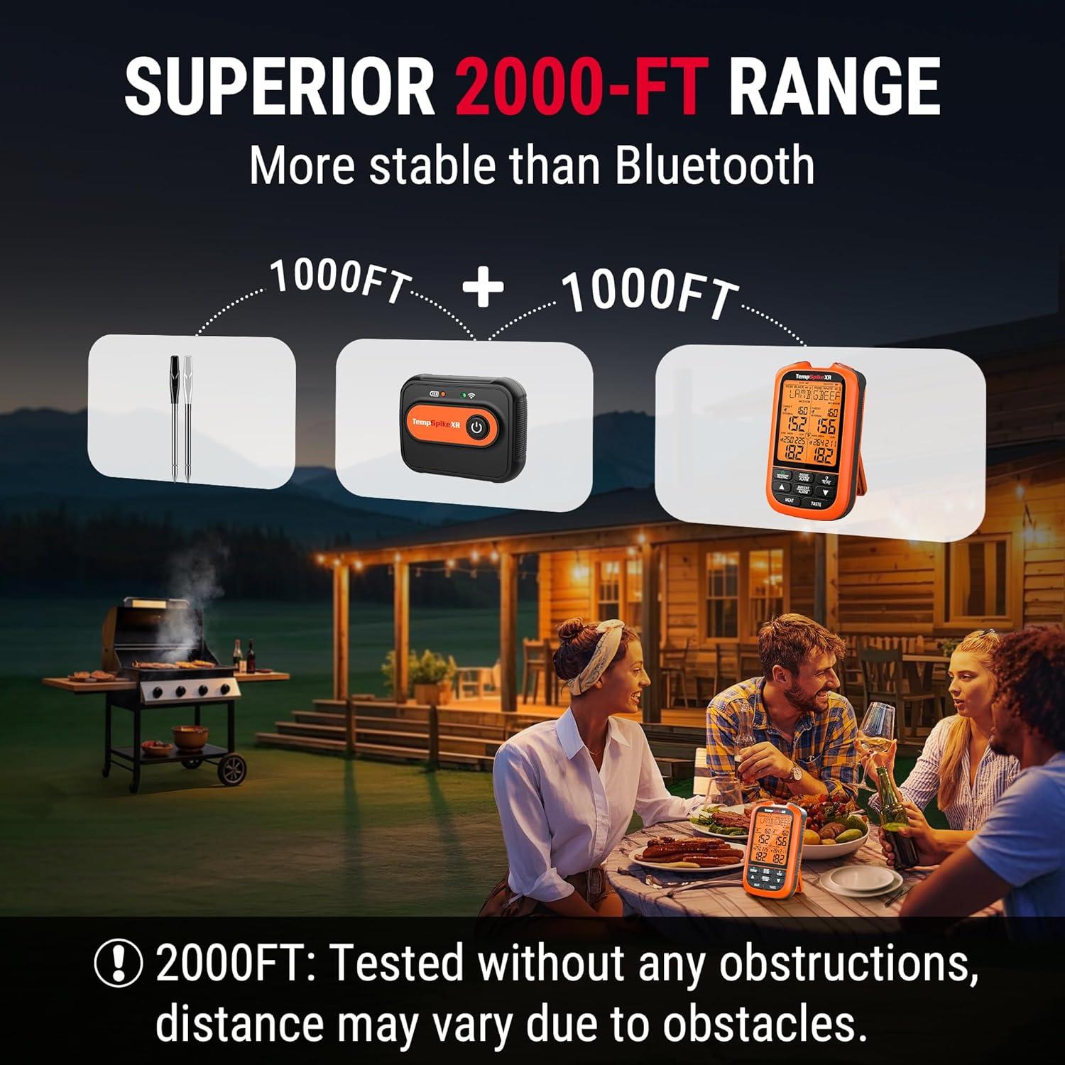 image:imageThermoPro TempSpike 2000FT Wireless Meat Thermometer with 2 UltraThin Meat Probe Smart Meat Thermometer Digital Wireless for Rotisserie Smoker BBQ Grill and Kitchen Cooking ThermometerOrange