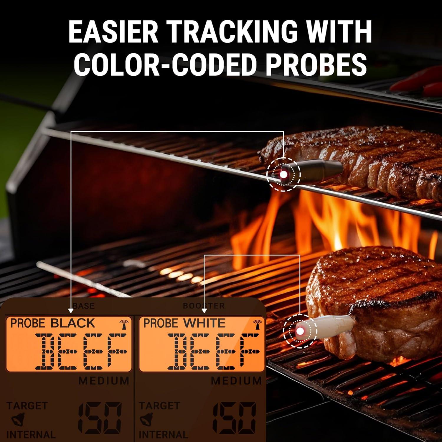 image:imageThermoPro TempSpike 2000FT Wireless Meat Thermometer with 2 UltraThin Meat Probe Smart Meat Thermometer Digital Wireless for Rotisserie Smoker BBQ Grill and Kitchen Cooking ThermometerRed