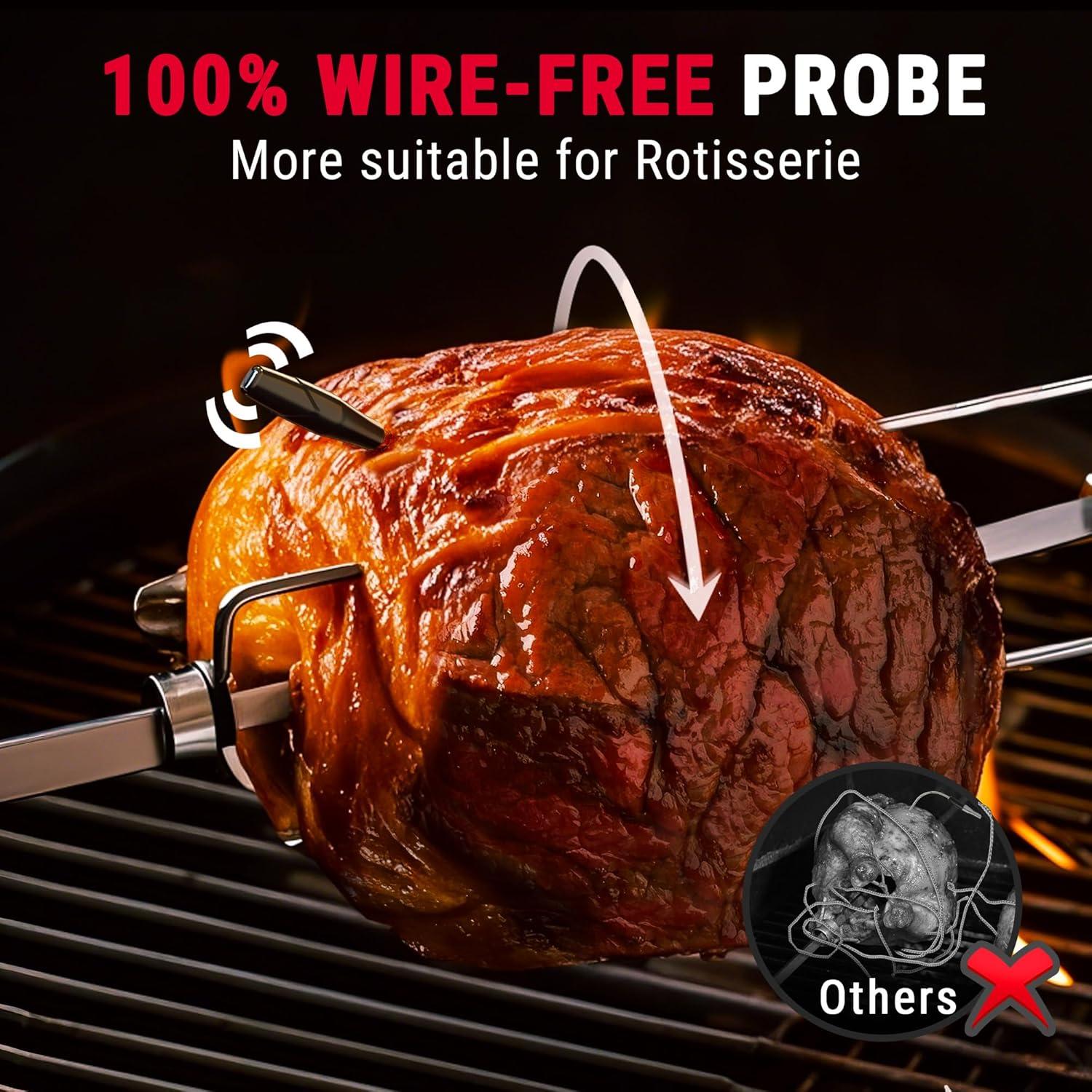 image:imageThermoPro TempSpike 2000FT Wireless Meat Thermometer with 2 UltraThin Meat Probe Smart Meat Thermometer Digital Wireless for Rotisserie Smoker BBQ Grill and Kitchen Cooking ThermometerRed
