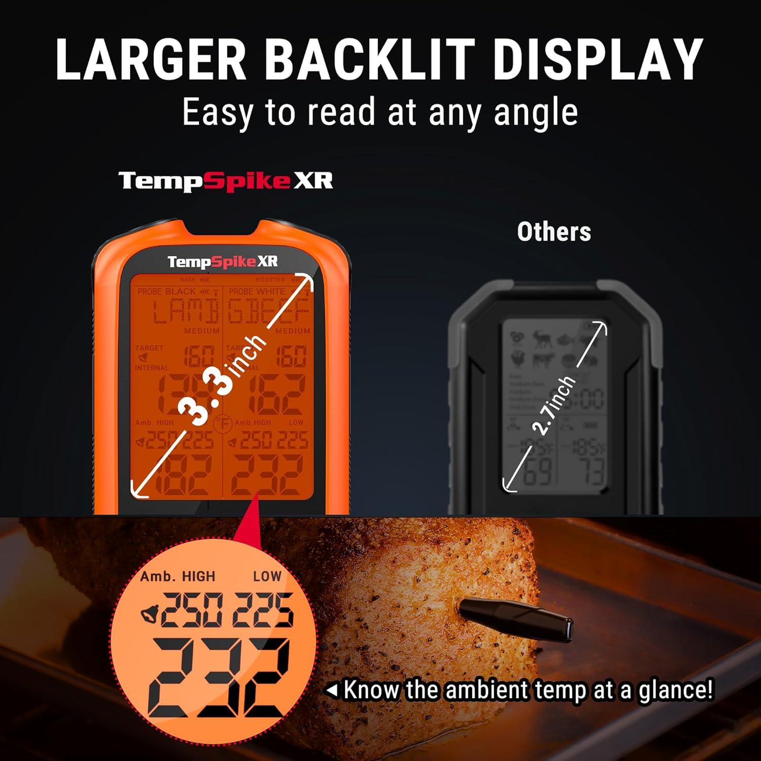 image:imageThermoPro TempSpike 2000FT Wireless Meat Thermometer with 2 UltraThin Meat Probe Smart Meat Thermometer Digital Wireless for Rotisserie Smoker BBQ Grill and Kitchen Cooking ThermometerOrange
