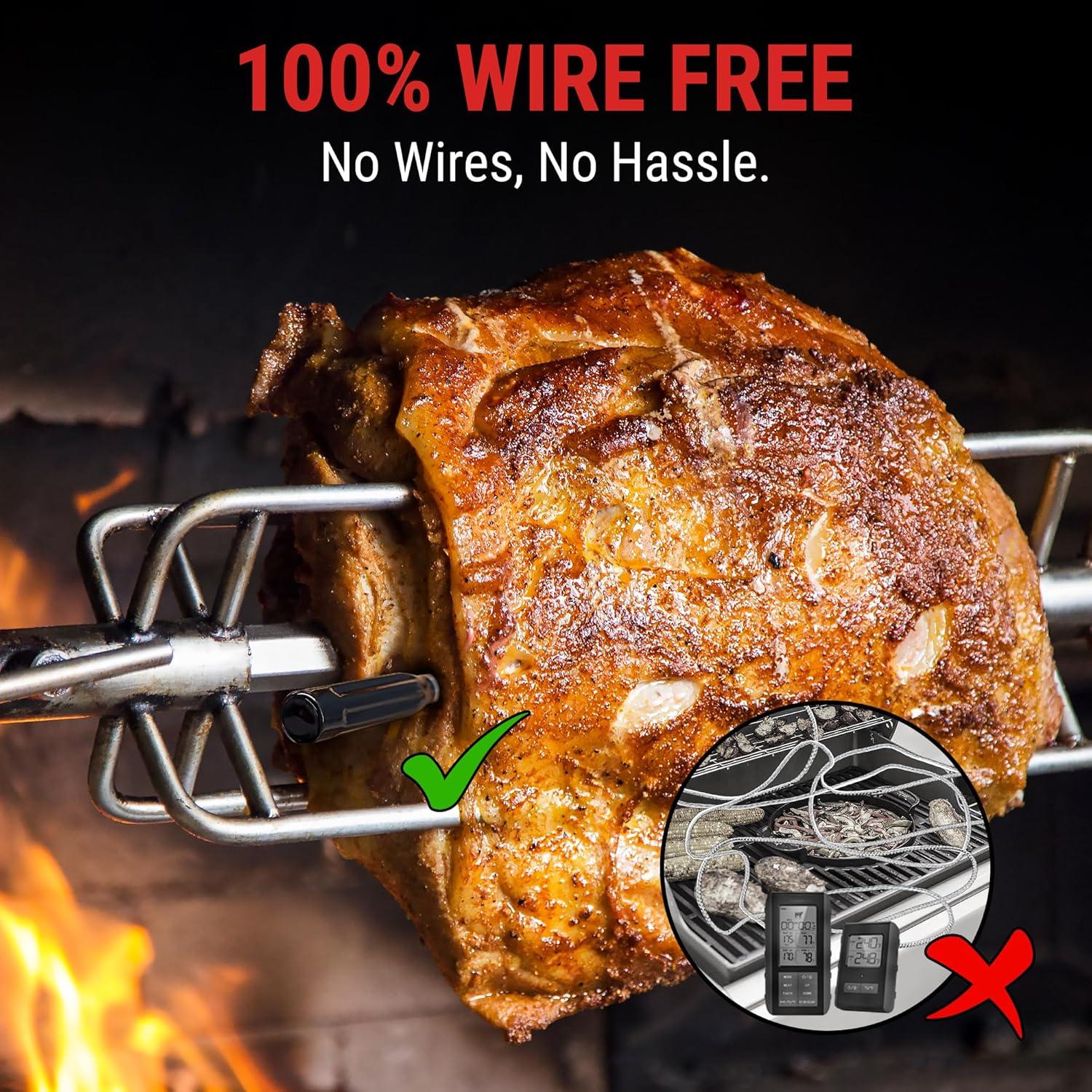 image:imageThermoPro 500ft Wireless Meat Thermometer for Cooking Bluetooth Meat Thermometer with Upgraded Meat Probe for Kitchen Oven Smoker Rechargeable Meat Probe for Backyard Grill BBQ Holiday Gifts