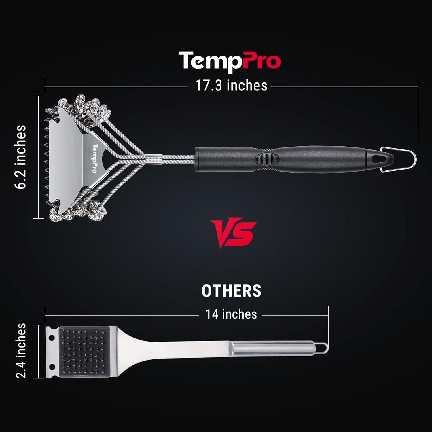 image:imageTempPro BBQ Grill Brush with Wide Scraper BristleFree Stainless Steel Grilling Cleaner Safe AllGrate Cleaner Perfect for BBQ Grill Cleaning Accessory Previously ThermoPro