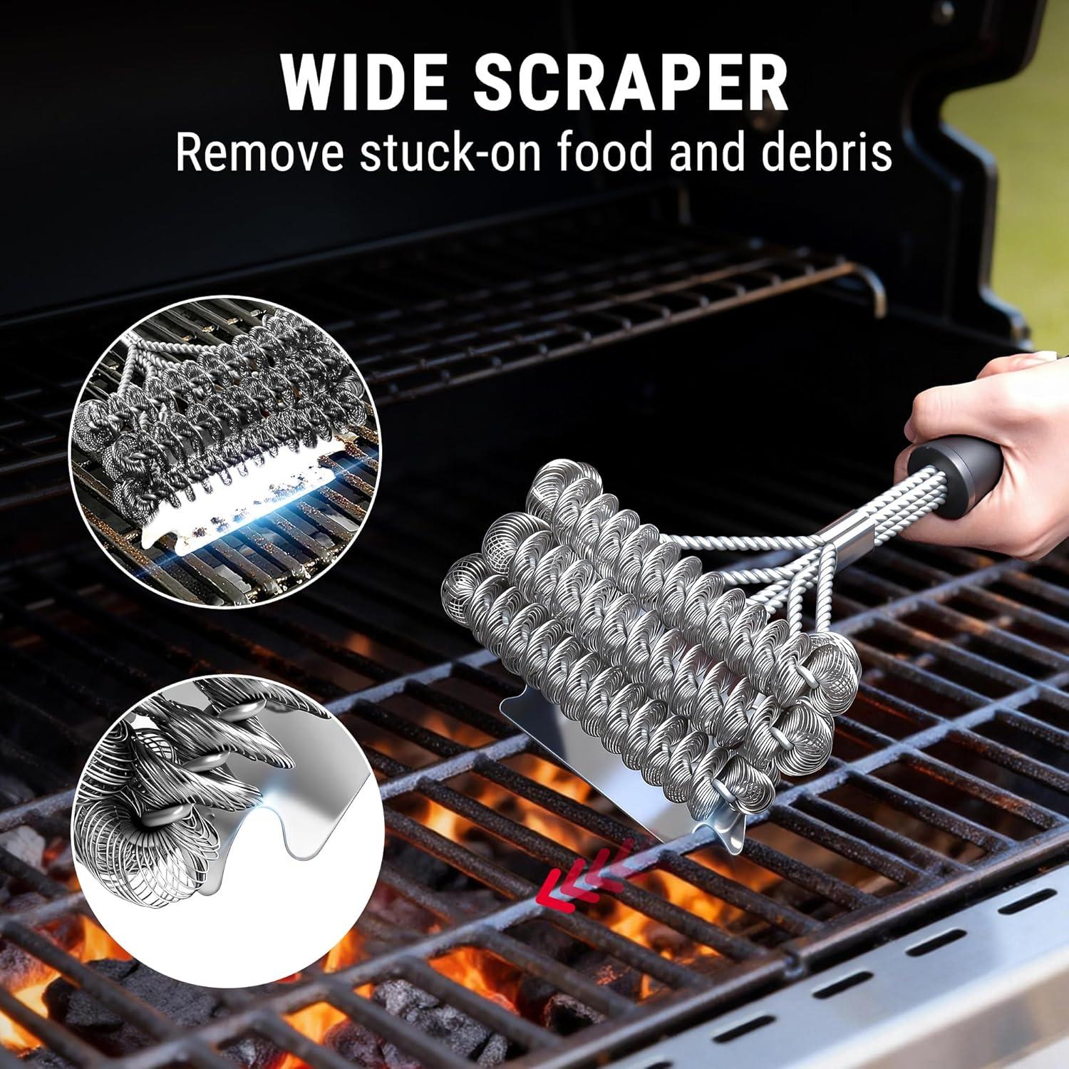 image:imageTempPro BBQ Grill Brush with Wide Scraper BristleFree Stainless Steel Grilling Cleaner Safe AllGrate Cleaner Perfect for BBQ Grill Cleaning Accessory Previously ThermoPro