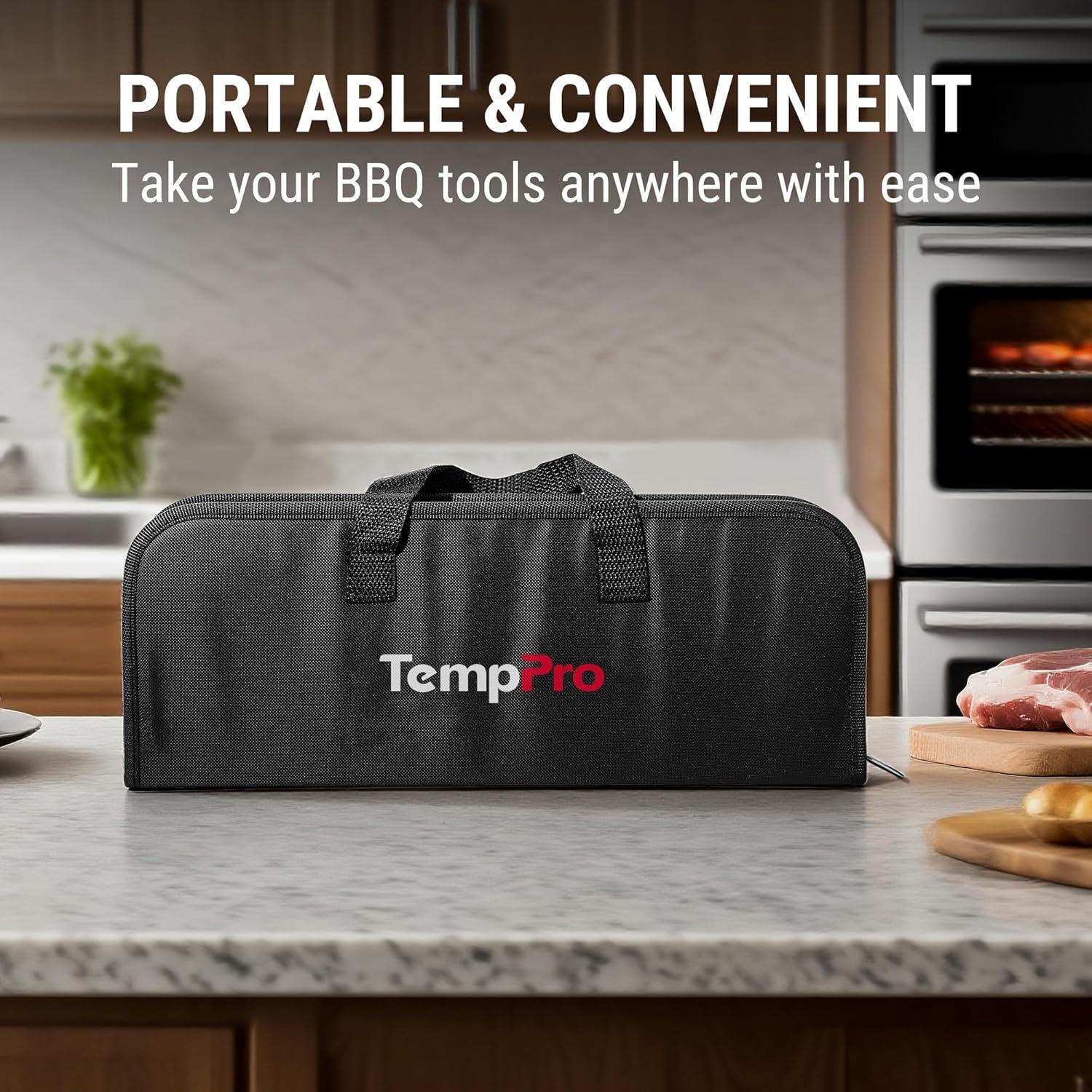image:imageTempPro Grilling Accessories Grill Set with Spatula Fork Brush amp Tongs Heavy Duty Stainless Steel Grill Tools for Camping Burger BBQ Accessories for Men Dad Him Previously ThermoPro