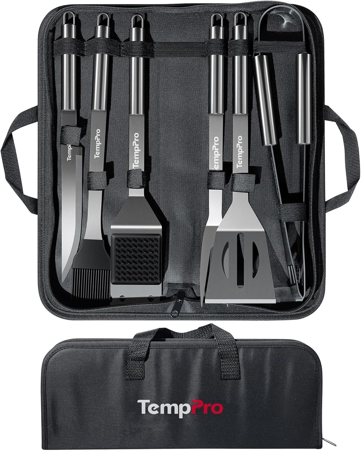 image:imageTempPro Grilling Accessories Grill Set with Spatula Fork Brush amp Tongs Heavy Duty Stainless Steel Grill Tools for Camping Burger BBQ Accessories for Men Dad Him Previously ThermoPro