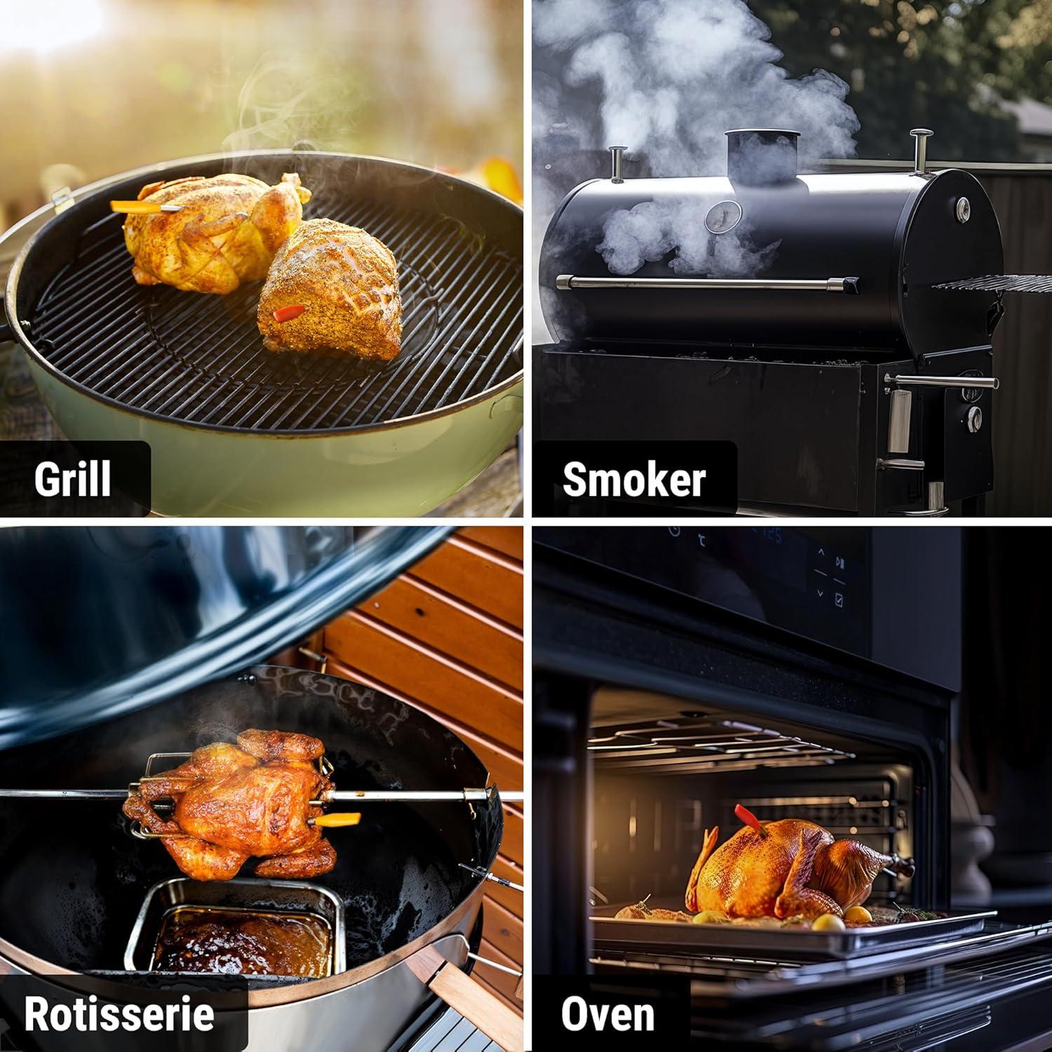 image:imageThermopro TempSpike 600 ft Wireless Meat Thermometer Digital with UltraThinner Probe Bluetooth Meat Thermometer Wireless with LCDEnhanced Booster for BBQ Grill Smoker Rotisserie Sous VideYellow Red 2 Probes