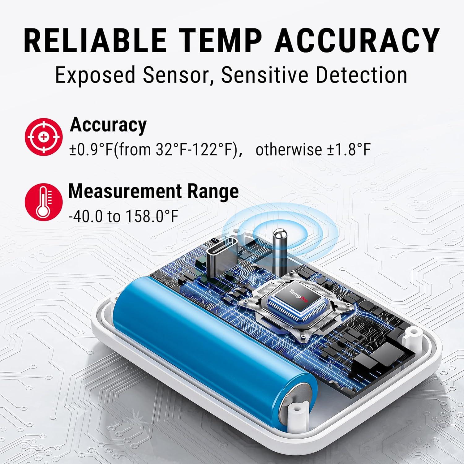 image:imageTempPro Wireless Freezer Fridge Thermometer with Alarm 500 ft150 m Range High Accuracy Rechargeable Refrigerator Thermometer with Backlit LCD Display Battery Included Previously ThermoProWireless Fridge and Freezer Thermometer