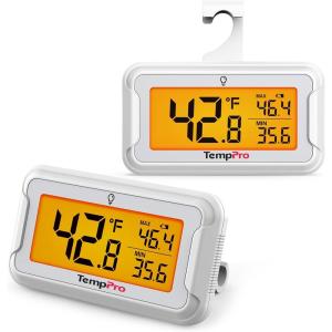 TempPro Wireless Freezer Fridge Thermometer with Alarm, 500 ft/150 m Range, High Accuracy, Rechargeable Refrigerator Thermometer with Backlit LCD Display, Battery Included (Previously ThermoPro)(Digital Fridge Thermometer)