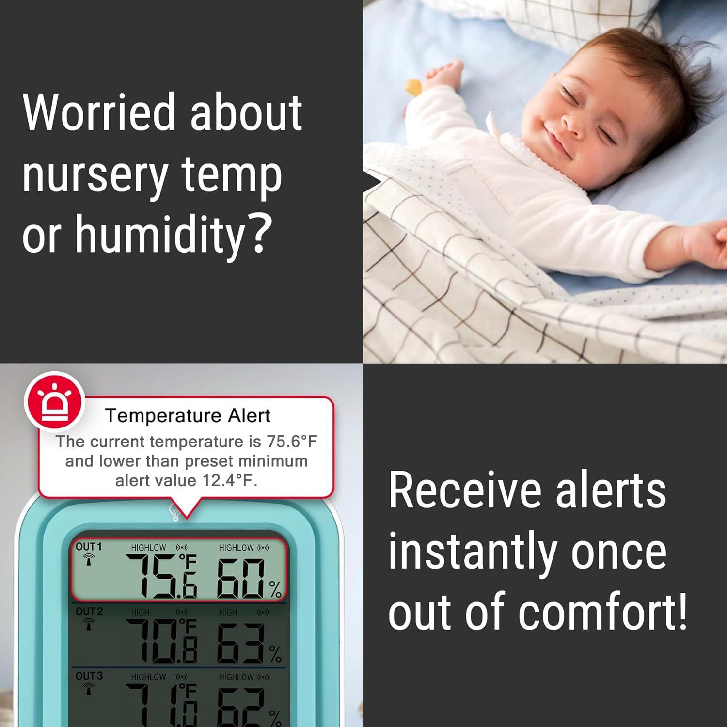 image:imageThermoPro 500FT Indoor Outdoor Thermometer Wireless with 3 Remote Sensors Temperature and Humidity Gauge Monitor Room Thermometer Inside Outside Batteries Included