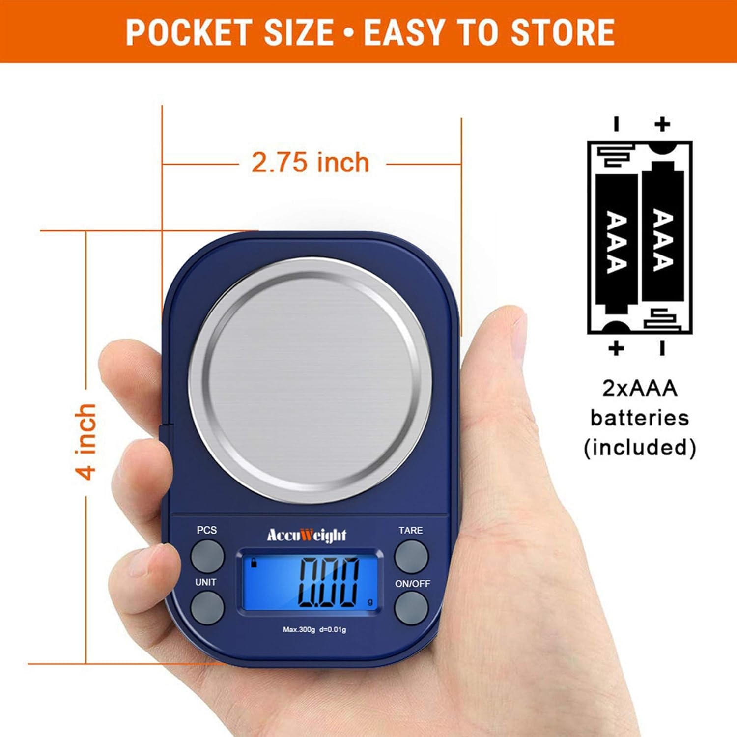 image:imageAccuWeight Digital Gram Scale with 300g001g Small Pocket Coffee Scale with High Accuracy Jewelry Scale with Tare and Calibration for Kitchen Food Scale