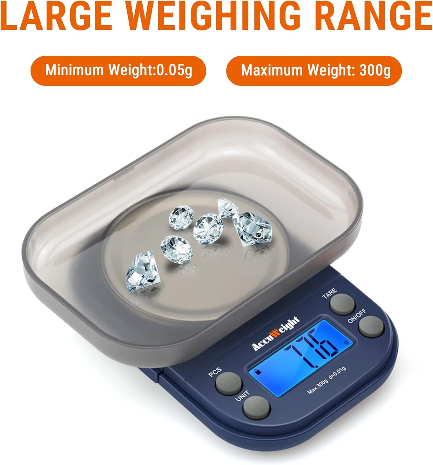 image:imageAccuWeight Digital Gram Scale with 300g001g Small Pocket Coffee Scale with High Accuracy Jewelry Scale with Tare and Calibration for Kitchen Food Scale