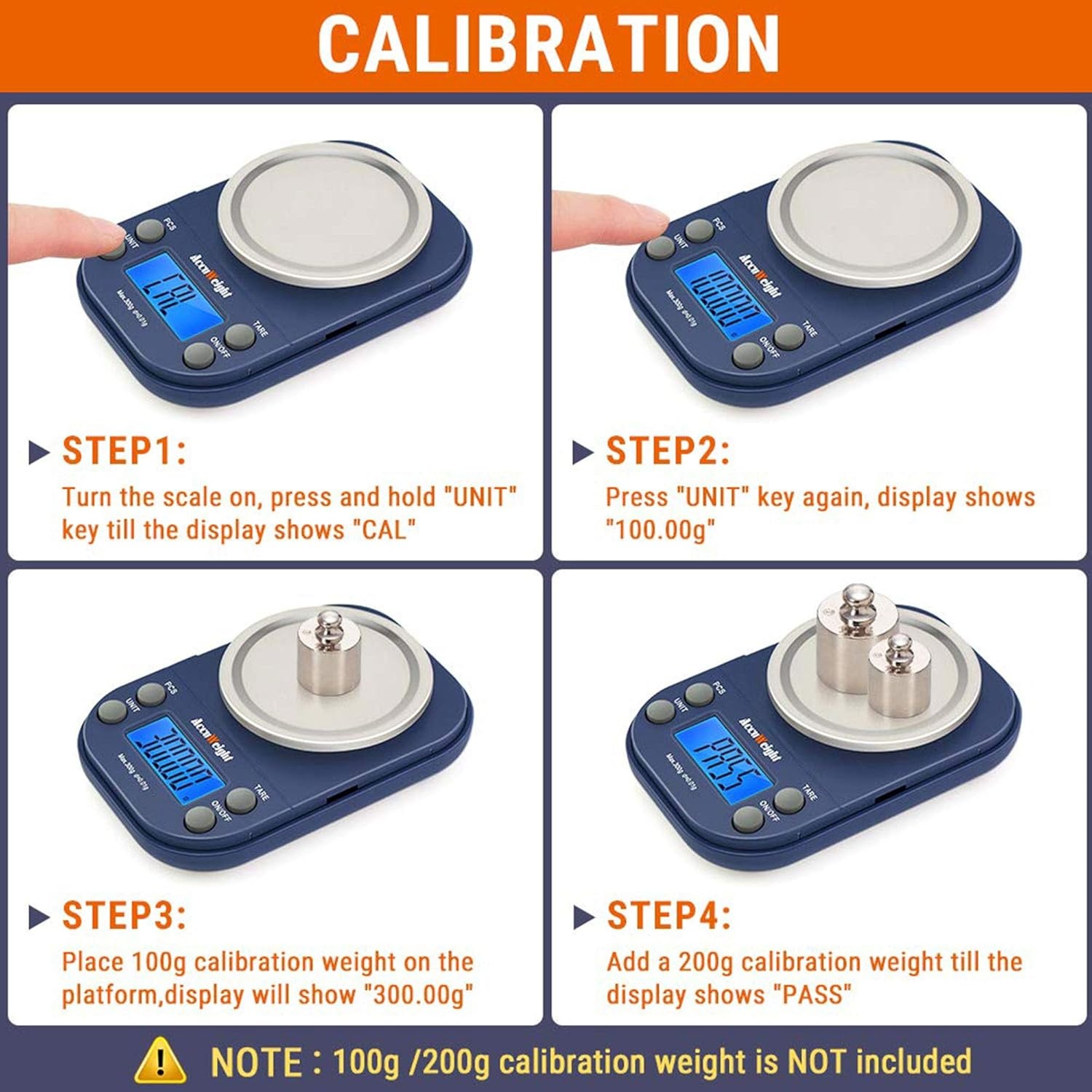 image:imageAccuWeight Digital Gram Scale with 300g001g Small Pocket Coffee Scale with High Accuracy Jewelry Scale with Tare and Calibration for Kitchen Food Scale