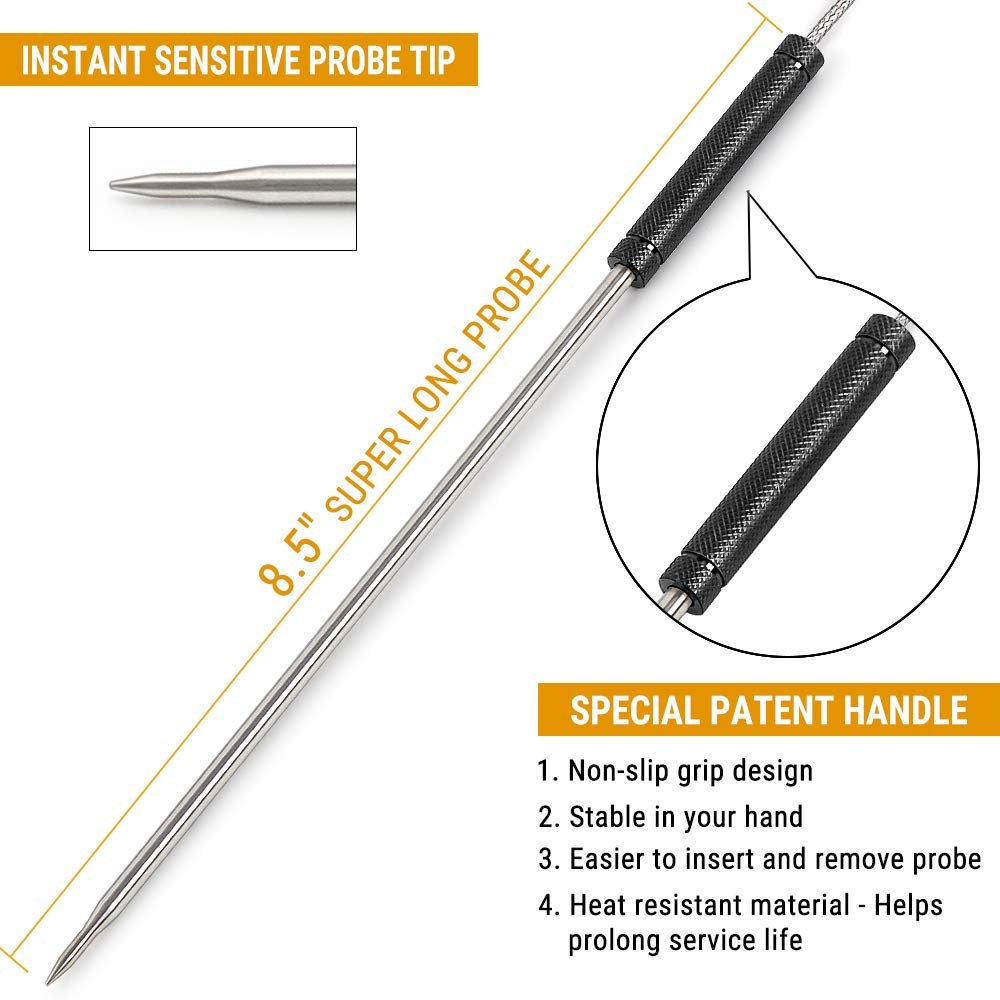 image:imageOfficial TempPro Stainless Steel Probe Replacement Stainless Meat Probe for TP25 TP27 Silvery2Previously ThermoProBlack