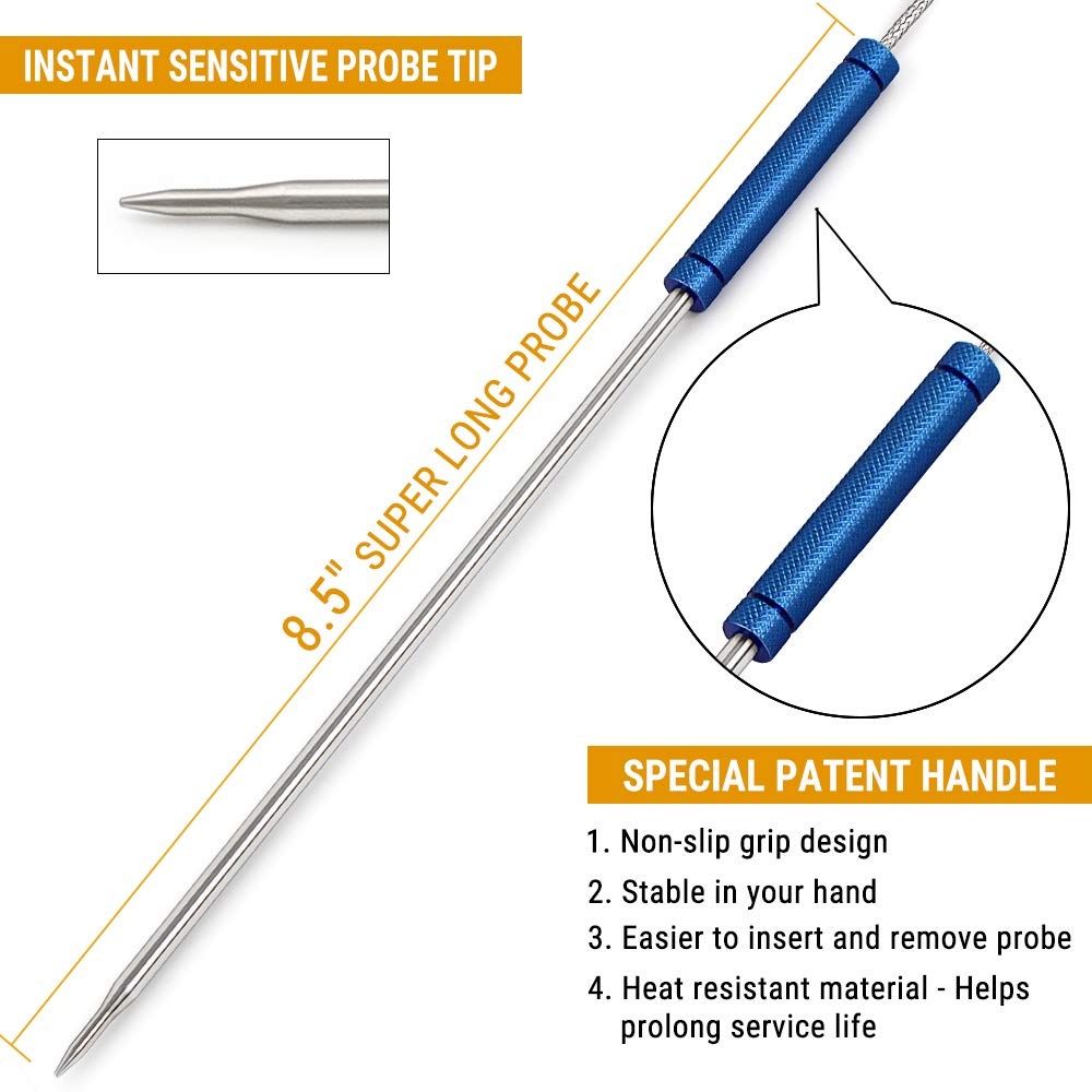image:imageOfficial TempPro Stainless Steel Probe Replacement Stainless Meat Probe for TP25 TP27 Silvery2Previously ThermoProBlue