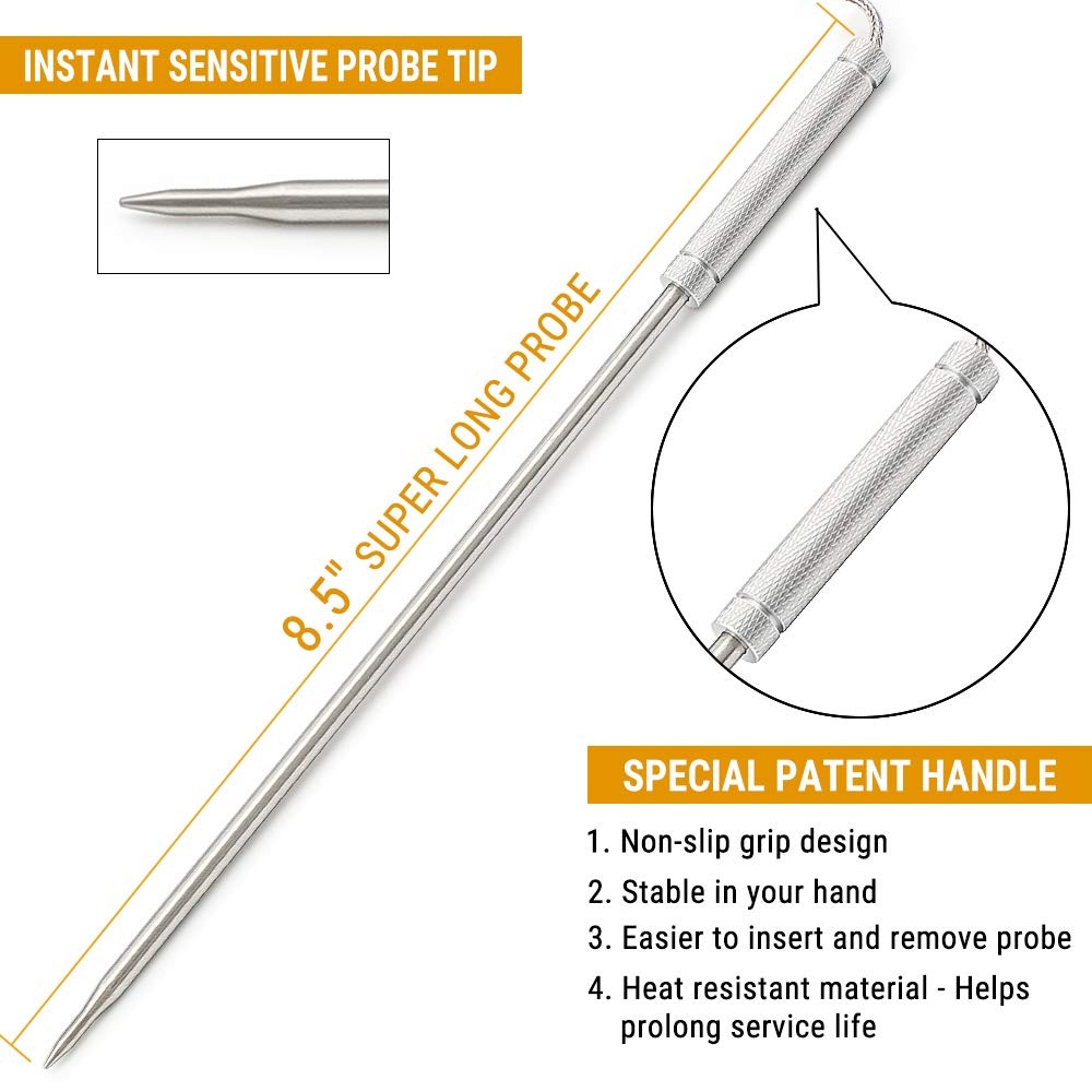 image:imageOfficial TempPro Stainless Steel Probe Replacement Stainless Meat Probe for TP25 TP27 Silvery2Previously ThermoProSilvery2