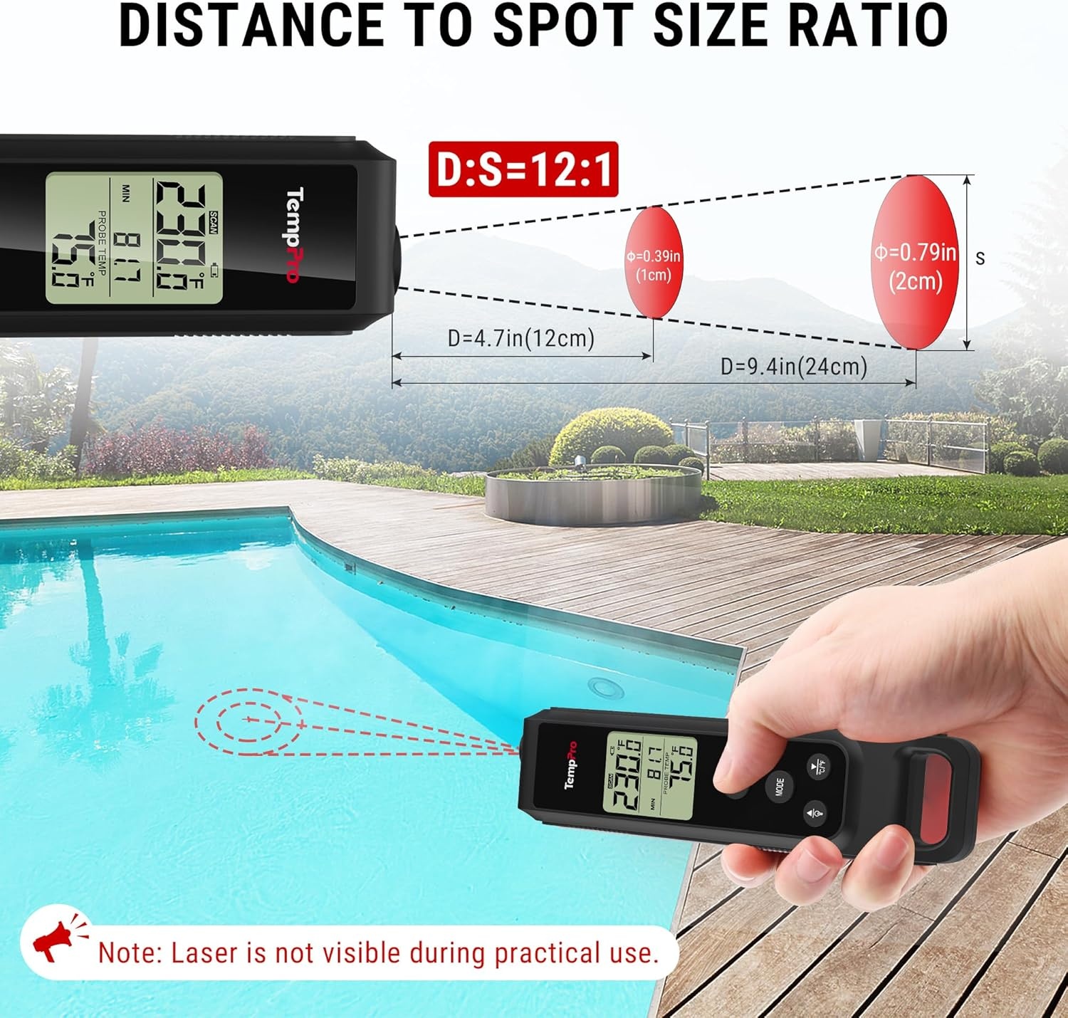 image:imageTempPro 2in1 Instant Read Thermometer for Cooking Infrared Thermometer with Meat Probe NonContact Laser Meat Thermometer for Griddle Grill Pizza Oven Black Gift for Dad Him Husband