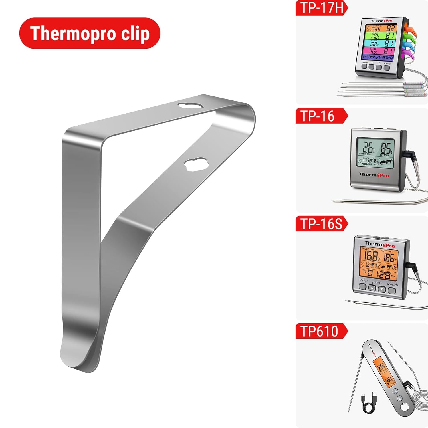 image:imageTempPro Stainless Steel Clip Holder for Cup Glasses Deep Fryer Coffee Pot Containers 2pcsPreviously ThermoPro
