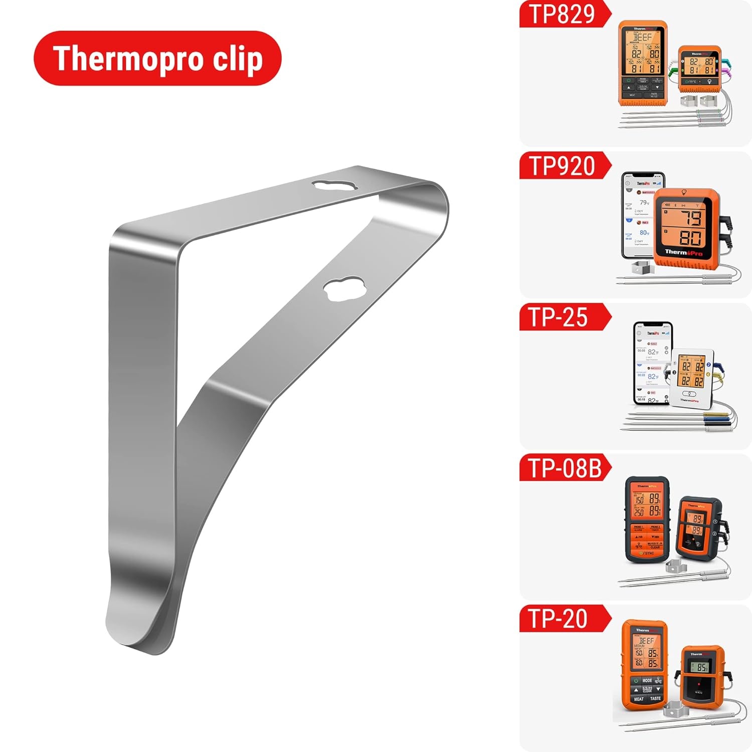 image:imageTempPro Stainless Steel Clip Holder for Cup Glasses Deep Fryer Coffee Pot Containers 2pcsPreviously ThermoPro